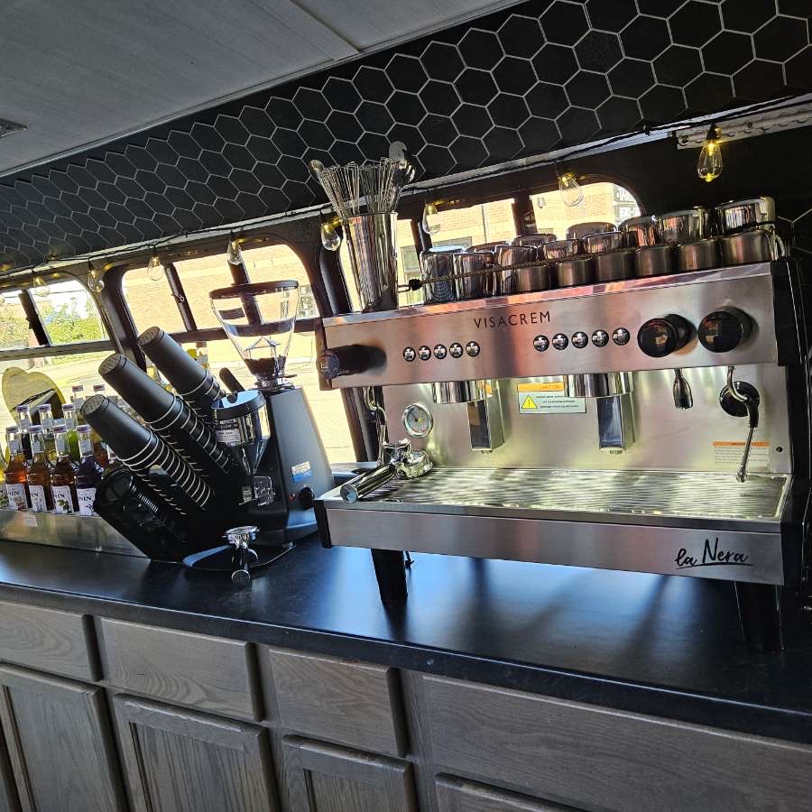 Serving coffee from the truck